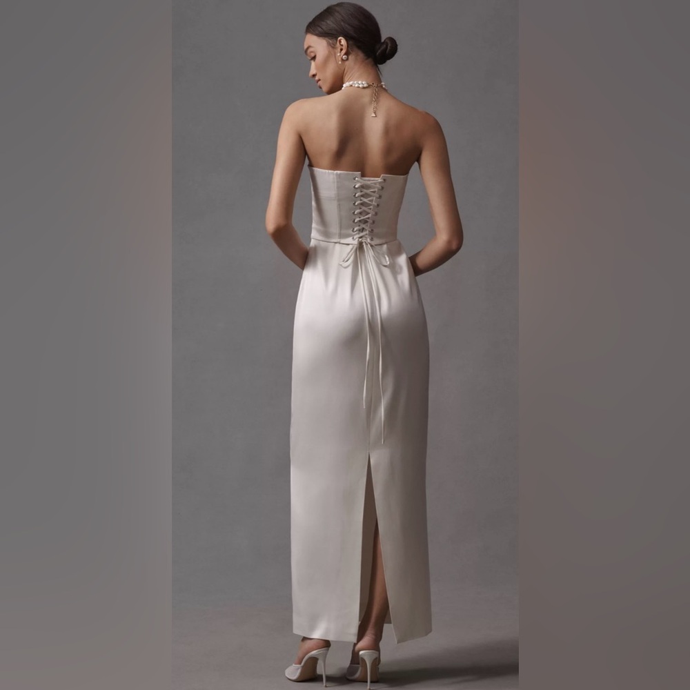 NWT Reformation Ariyah Corset Satin Maxi Dress in Ivory - Picture 2 of 7